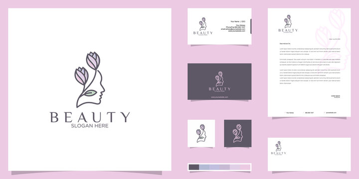Women and flower logo and brand identity design