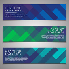 Web Banner Set Colorful Mosaic Covers Design Minimal Geometric Pattern Gradients Background Wallpaper Presentation