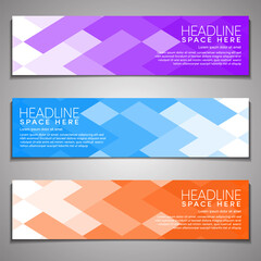 Naklejka premium Web Banner Set Colorful Mosaic Covers Design Minimal Geometric Pattern Gradients Background Wallpaper Presentation