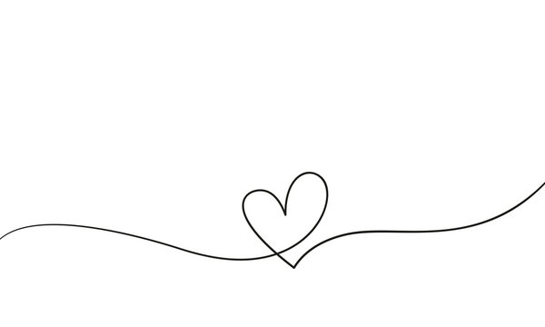 One line drawing heart, Hand drawn vector minimalist illustration of love concept