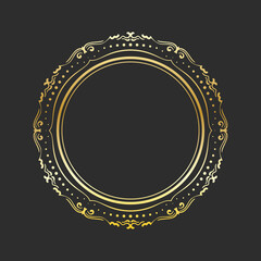 Circle gold frame, Elegant  element for design template with place for text, Golden shining border. Vector illustration