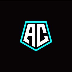 Initial A C letter with polygon modern style logo template vector