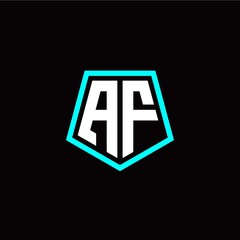 Initial A F letter with polygon modern style logo template vector