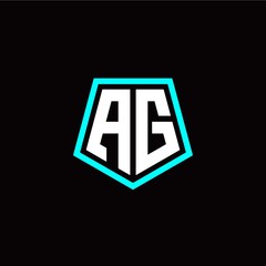 Initial A G letter with polygon modern style logo template vector