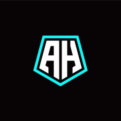 Initial A H letter with polygon modern style logo template vector