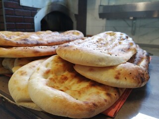 fresh and hot bread from the oven