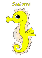 Creative composition with the image of water animals. Cute children's close-up illustrations on a white background.