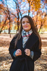 portrait of pretty woman autumn fashion