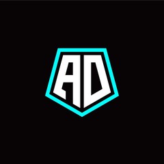 Initial A O letter with polygon modern style logo template vector