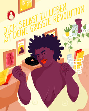 Illustration of woman dancing indoors