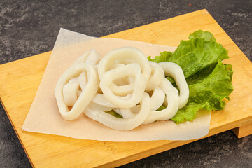 Raw squid rings for cooking