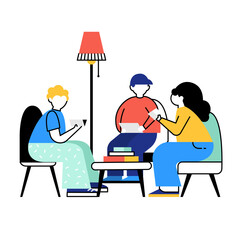 Friends reading books.