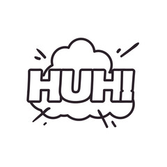 huh cloud bubble line style icon vector design