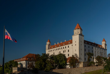 Bratislava castle in summer hot evening with blue sky in Slovakia