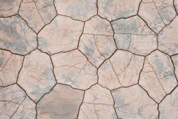 Texture of brick wall and concrete blocks. Samples of stone plates stacked evenly in a row.