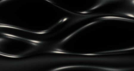3d illustration Background of black waves, streaks of light and shiny surfaces, glistening, abstract shapes. For an elegant advertisement