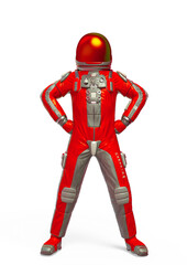 astronaut explorer power pose stand up in white background