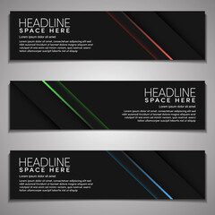 Web Banner label Background Modern Company Business Office Template Design Horizontal. Dark Black background with light colour. Dynamic Line Sports, clean neat