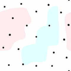 Seamless pattern with scattered dots and abstract shapes. Cute vector illustration.