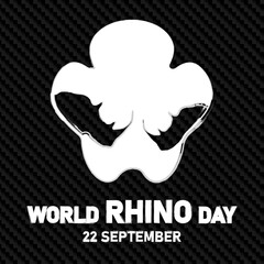 Illustration for World Rhino Day on 22 September each year, Minimal Rhino footprint logo illustrations, Great for card, Banner and emblem, Carbon fiber background.   © PUPIL MINER