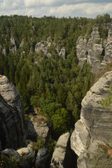Fototapeta na wymiar The stunning cliffs and riverside in the Saxon Bohemian Switzerland in Germany