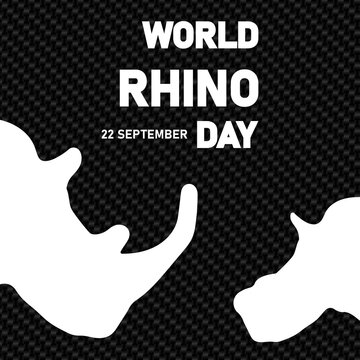 Illustration for World Rhino Day on 22 September each year, Great for card, Banner and emblem, Carbon fiber background.	
