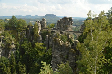 The stunning cliffs and riverside in the Saxon Bohemian Switzerland in Germany