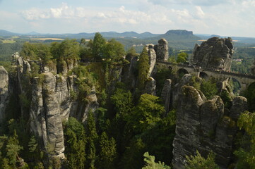Fototapeta na wymiar The stunning cliffs and riverside in the Saxon Bohemian Switzerland in Germany