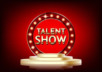 Talent show banner, poster, gold lettering advertisement or invitation, event,