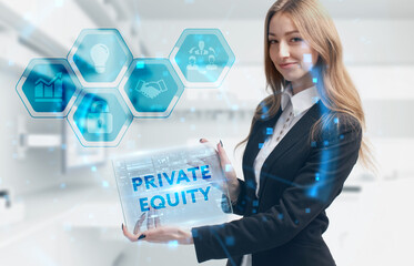 Business, Technology, Internet and network concept. Young businessman working on a virtual screen...