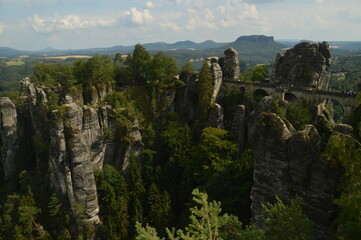 Fototapeta premium The stunning cliffs and riverside in the Saxon Bohemian Switzerland in Germany