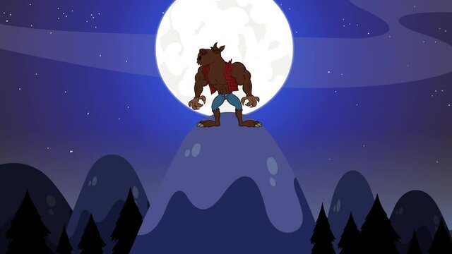 Angry Werewolf Cartoon Character. 4K Animation Video Motion Graphics With Background