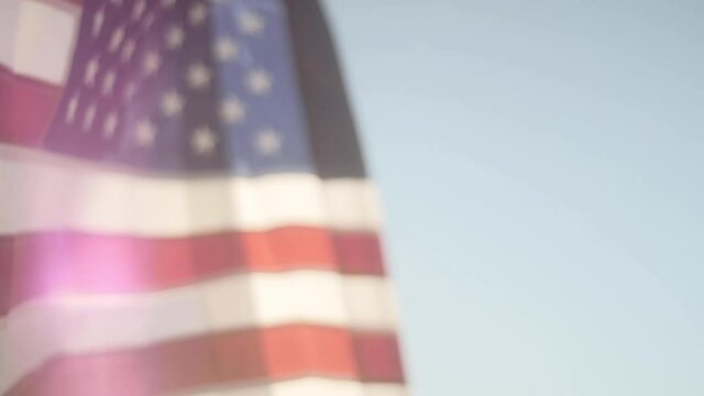 American Flag Fights off Israel Flag as Allies in Disagreement. Slow Motion.