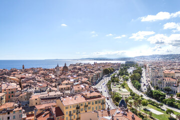 Obraz premium Panorama à 360° depuis le clocher de la tour saint François à Nice