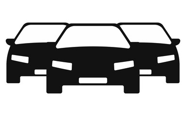 Three automobiles icon vector.
