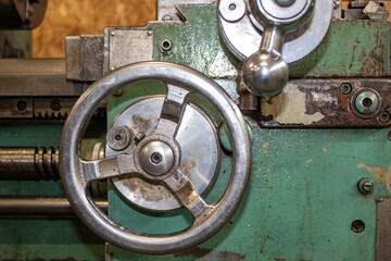 The lever of the turning machine,processing metal.
