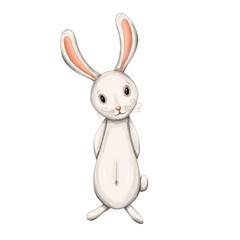 cute little bunny nursery art element, hand drawn rabbit decor