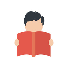 boy holding book flat style icon vector design