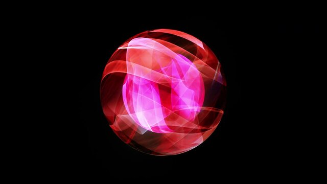 4k 3D rendering abstract pink red sphere ball effect element isolate with alpha channel quicktime prores 444 seamless looping. Animation creative fancy digital atom. Neon waves. Abstract design.