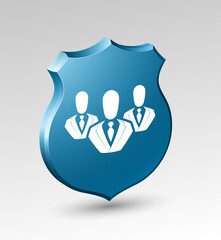 Design shield with the image of a man icon. Origami banner