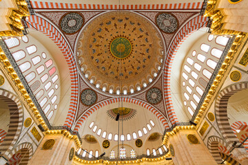Fototapeta na wymiar Domes of historical Suleymaniye Mosque in Istanbul, Turkey