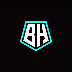 Initial B H letter with polygon modern style logo template vector