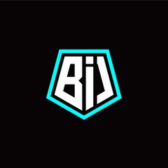 Initial B I letter with polygon modern style logo template vector