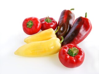 multicolor fruits of pepper vegetable close up