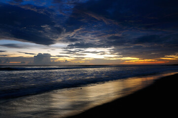 Last light over the pacific ocean at Tartuga beach Costa Rica