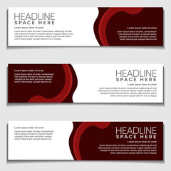 Gradient Light Red Wavy, Wave, Liquid, Fluid Modern Abstract Web Banner for Header, Advertising, Publication. Design Vector Template, Mockup.