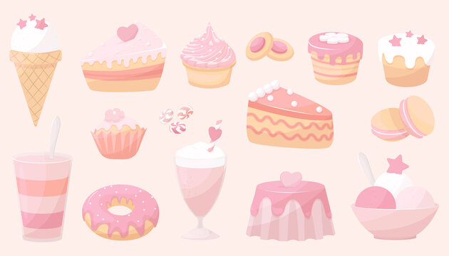Background of desserts, cakes and sweets 