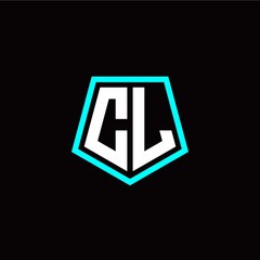 Initial C L letter with polygon modern style logo template vector