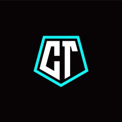 Initial C T letter with polygon modern style logo template vector