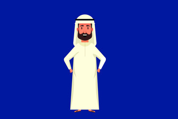 arabian man with white thob standing 